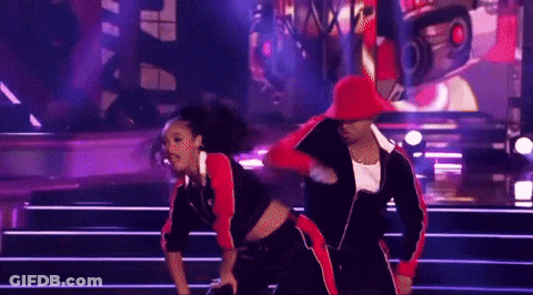 Man And Woman Dancing On Stage, Woman In Red Hat GIF