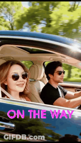 Man And Woman Driving Car Saying On The Way GIF