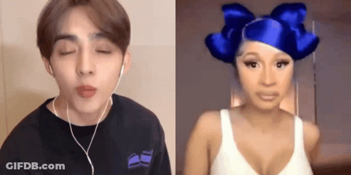 Man And Woman Eyes Closed Blue Bow GIF