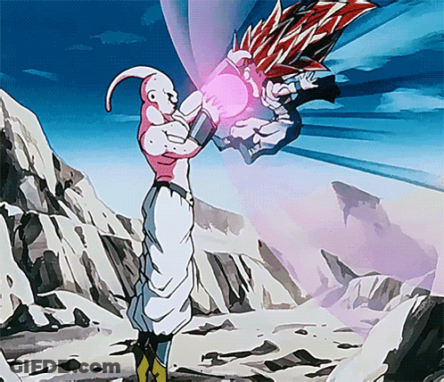 Man And Woman Fighting With Pink Light From Mouths GIF
