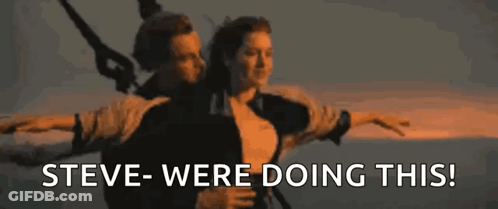 Man And Woman Flying Saying Steve Were Doing This GIF