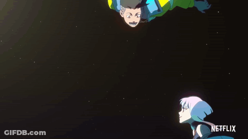 Man And Woman Flying With Netflix Logo GIF