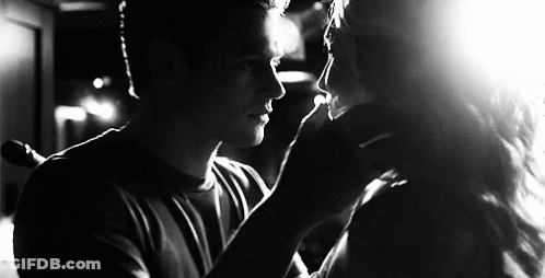 Man And Woman Gazing Black And White GIF