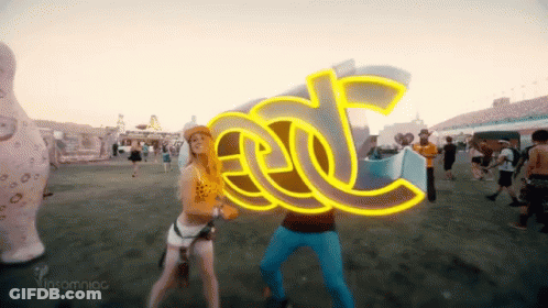 Man And Woman Holding EDC Sign GIF