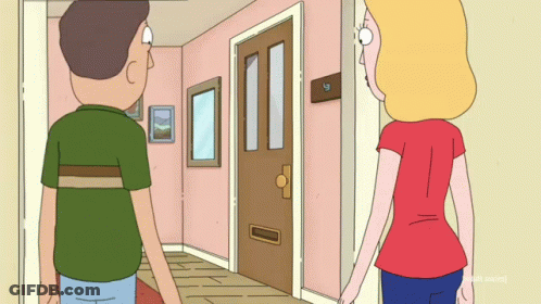 Man And Woman Holding Hands In Hallway GIF