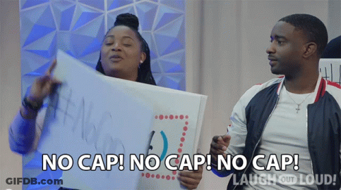 Man And Woman Holding Sign Saying No Cap GIF