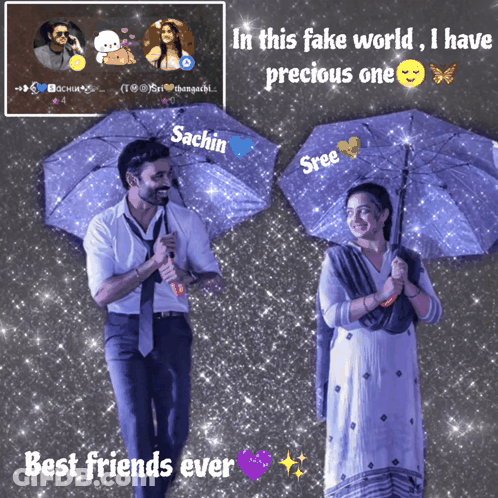 Man And Woman Holding Umbrellas Best Friends GIF