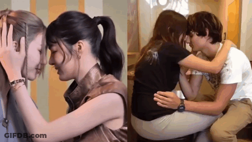 Man And Woman Hugging And Looking At Each Other GIF