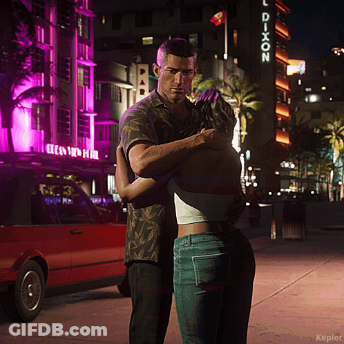 Man And Woman Hugging Building Saying Dixon GIF