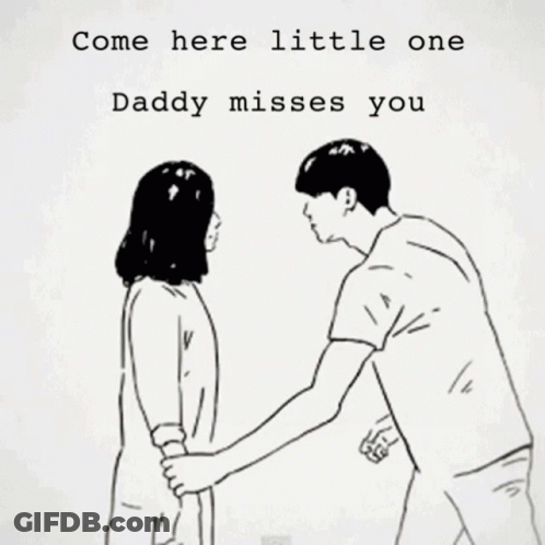 Man And Woman Hugging Come Here Little One Daddy Misses You GIF