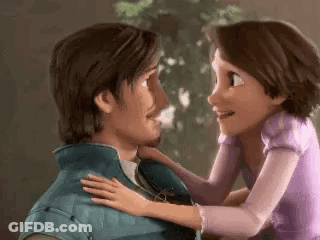 Man And Woman Hugging From Tangled GIF