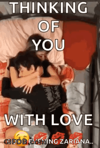 Man And Woman Hugging In Bed Thinking Of You With Love GIF