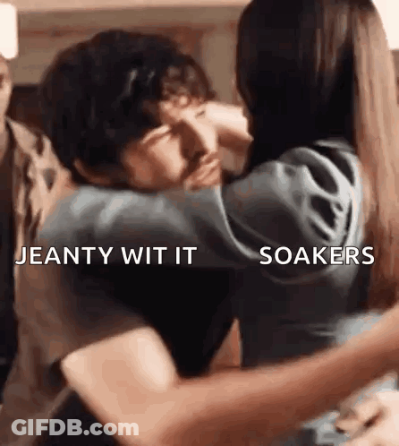 Man And Woman Hugging Jeanty Wit It Soakers GIF