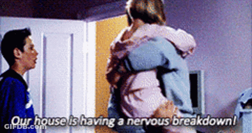 Man And Woman Hugging Our House Is Having A Nervous Breakdown GIF