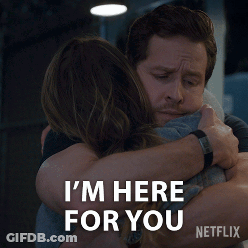Man And Woman Hugging Saying I'm Here For You GIF