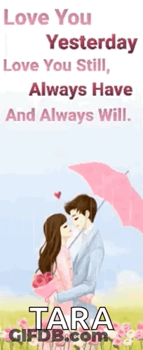 Man And Woman Hugging Under Umbrella Quote GIF