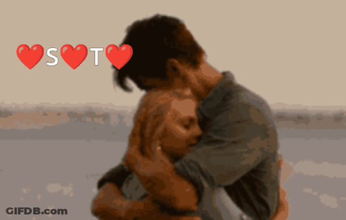 Man And Woman Hugging With ST GIF