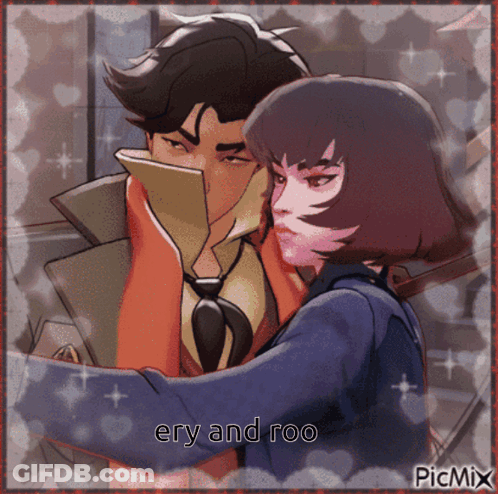 Man And Woman Hugging With Words Ery And Roo GIF