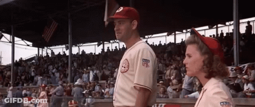 Man And Woman In Baseball Stadium GIF