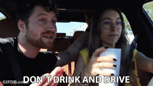 Man And Woman In Car Don't Drink And Drive GIF
