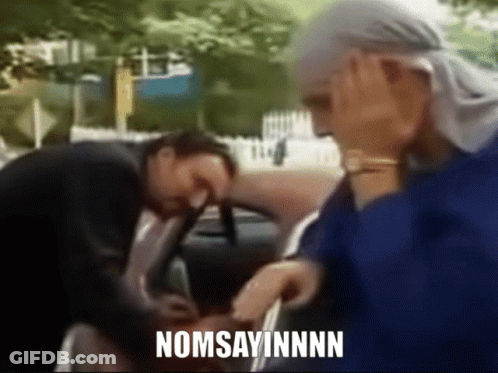 Man And Woman In Car Saying Nomsayinnn GIF