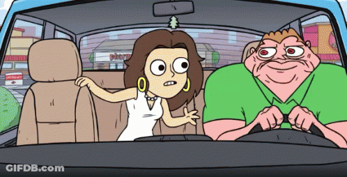 Man And Woman In Car With Domino's Store Background GIF
