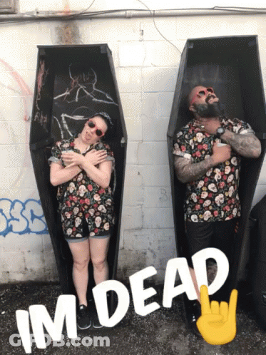 Man And Woman In Coffins Saying I'm Dead GIF