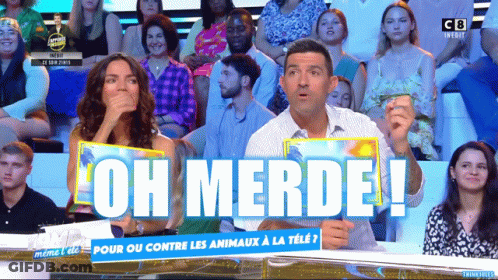 Man And Woman In Crowd Saying Oh Merde GIF