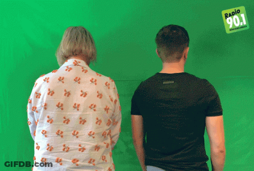 Man And Woman In Front Of Radio 901 Green Screen GIF