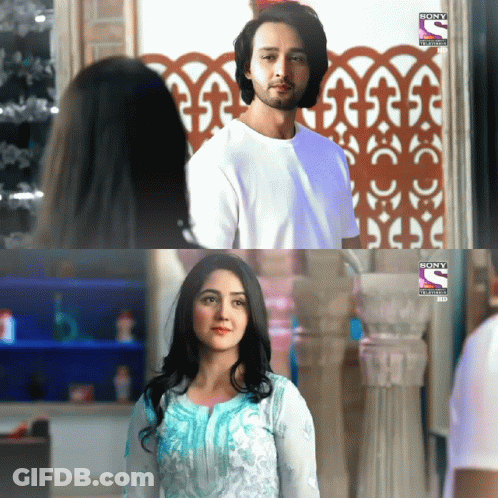 Man And Woman In Front Of Sony Entertainment HD Screen GIF