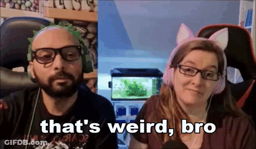 Man And Woman In Headphones And Glasses Sitting Together GIF