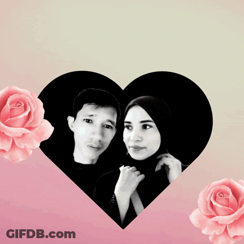 Man And Woman In Heart Shaped Frame With Waa GIF