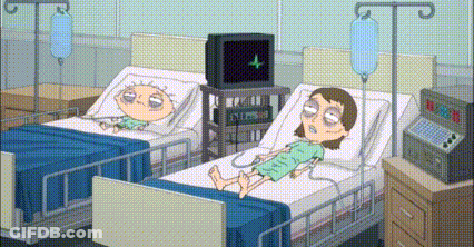 Man And Woman In Hospital Beds With IV Drips GIF