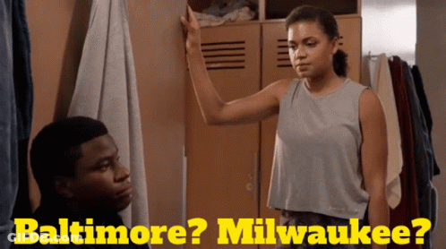 Man And Woman In Locker Room Baltimore Milwaukee GIF