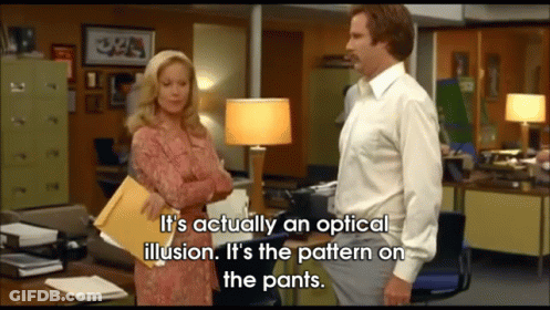 Man And Woman In Office Man Says It's Actually An Optical Illusion GIF