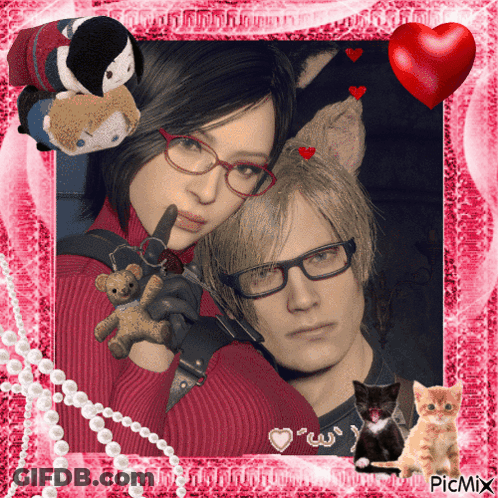 Man And Woman In Pink Frame Picmix GIF