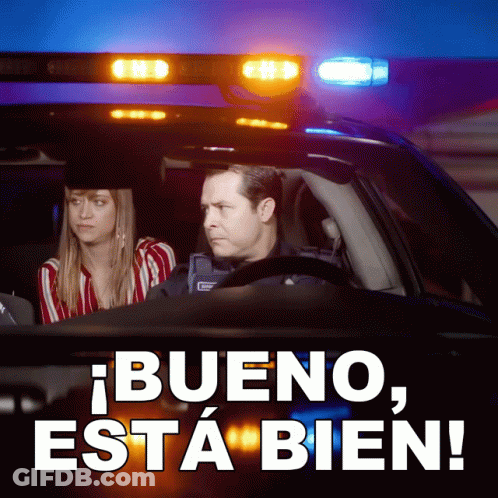 Man And Woman In Police Car Saying Bueno Esta Bien GIF
