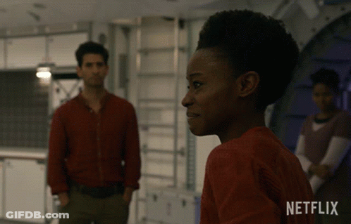 Man And Woman In Spaceship GIF
