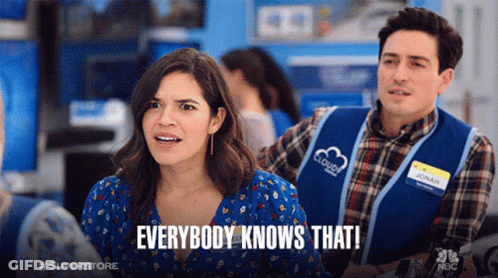 Man And Woman In Store Saying Everybody Knows That GIF