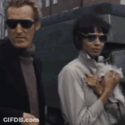 Man And Woman In Sunglasses Holding White Dog GIF