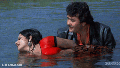 Man And Woman In Water With Sneha GIF