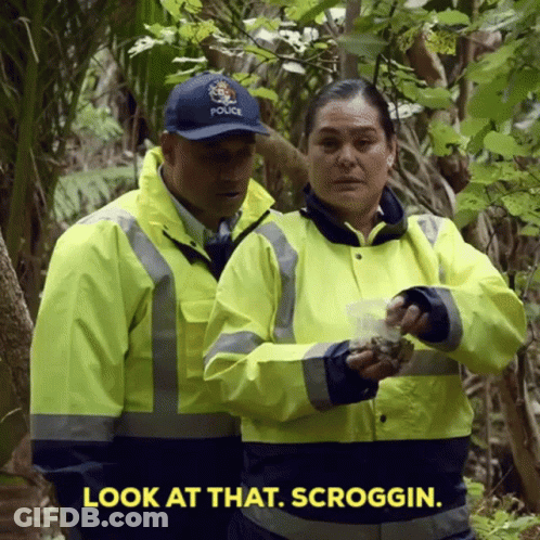 Man And Woman In Woods Saying Look At That Scroggin GIF