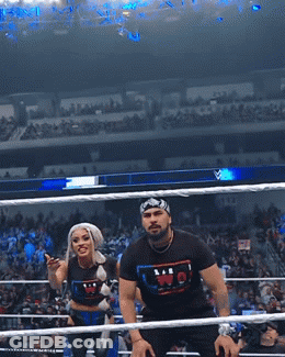 Man And Woman In Wrestling Ring, Shirt Says WP GIF