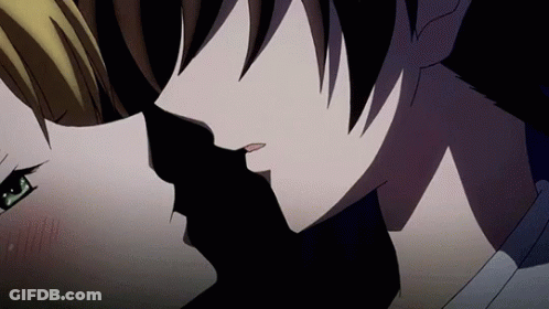 Man And Woman Kissing Anime GIF