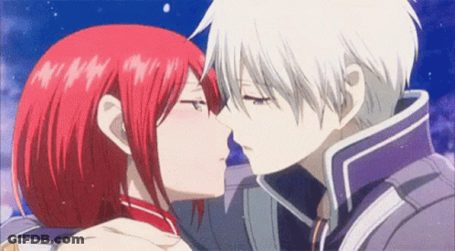 Man And Woman Kissing Anime GIF