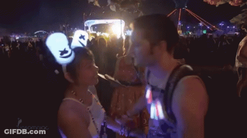 Man And Woman Kissing At Concert GIF