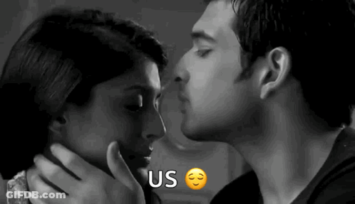 Man And Woman Kissing Black And White GIF