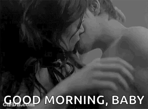 Man And Woman Kissing Black And White Good Morning Baby GIF