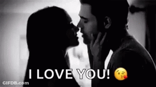 Man And Woman Kissing Black And White I Love You GIF