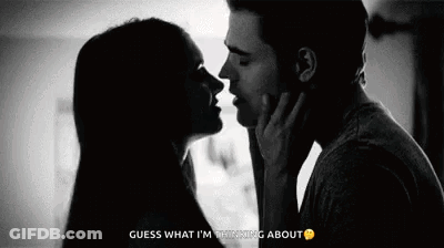 Man And Woman Kissing Black And White Photo GIF